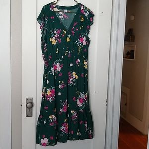 Old Navy green floral dress
